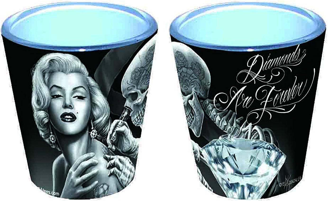 David Gonzales Art Shot Glass - Marilyn With Tattoos - Set of 3