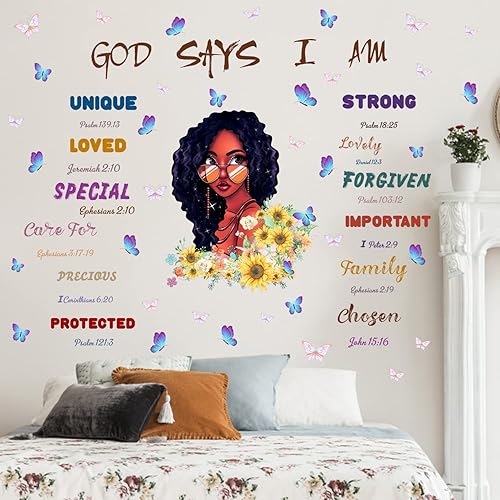 Miniatura 5 de Calcomanías de pared inspiradoras para niña negra, calcomanías de pared para dormitorio de niñas, citas motivacionales, calcomanías de pared con