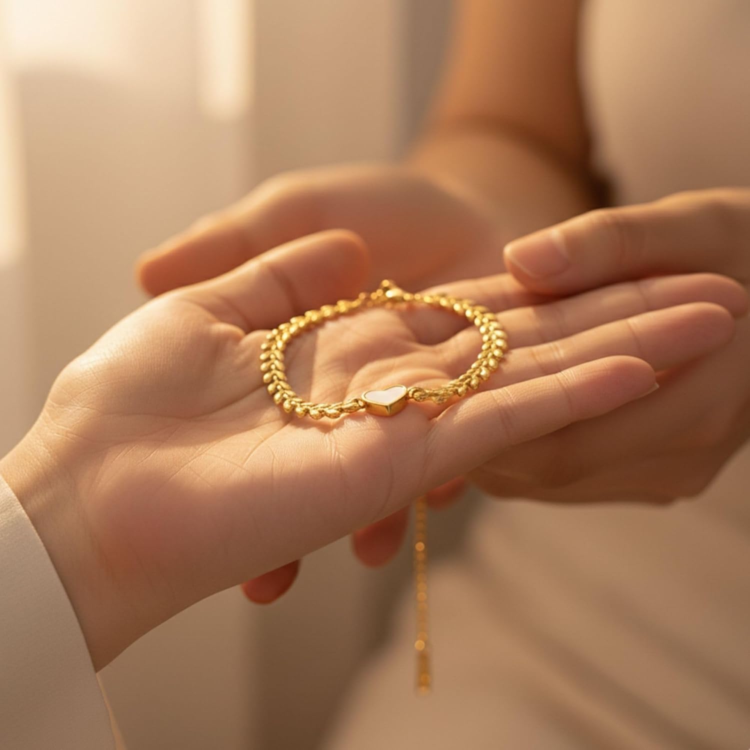 Solza Gold Bracelet for Women – Stainless Steel Heart Link Chain Jewelry, Adjustable Non-Tarnish Gold-Plated Bracelet, Stylish Stackable Bracelet for Everyday & Special Occasions - Image 5