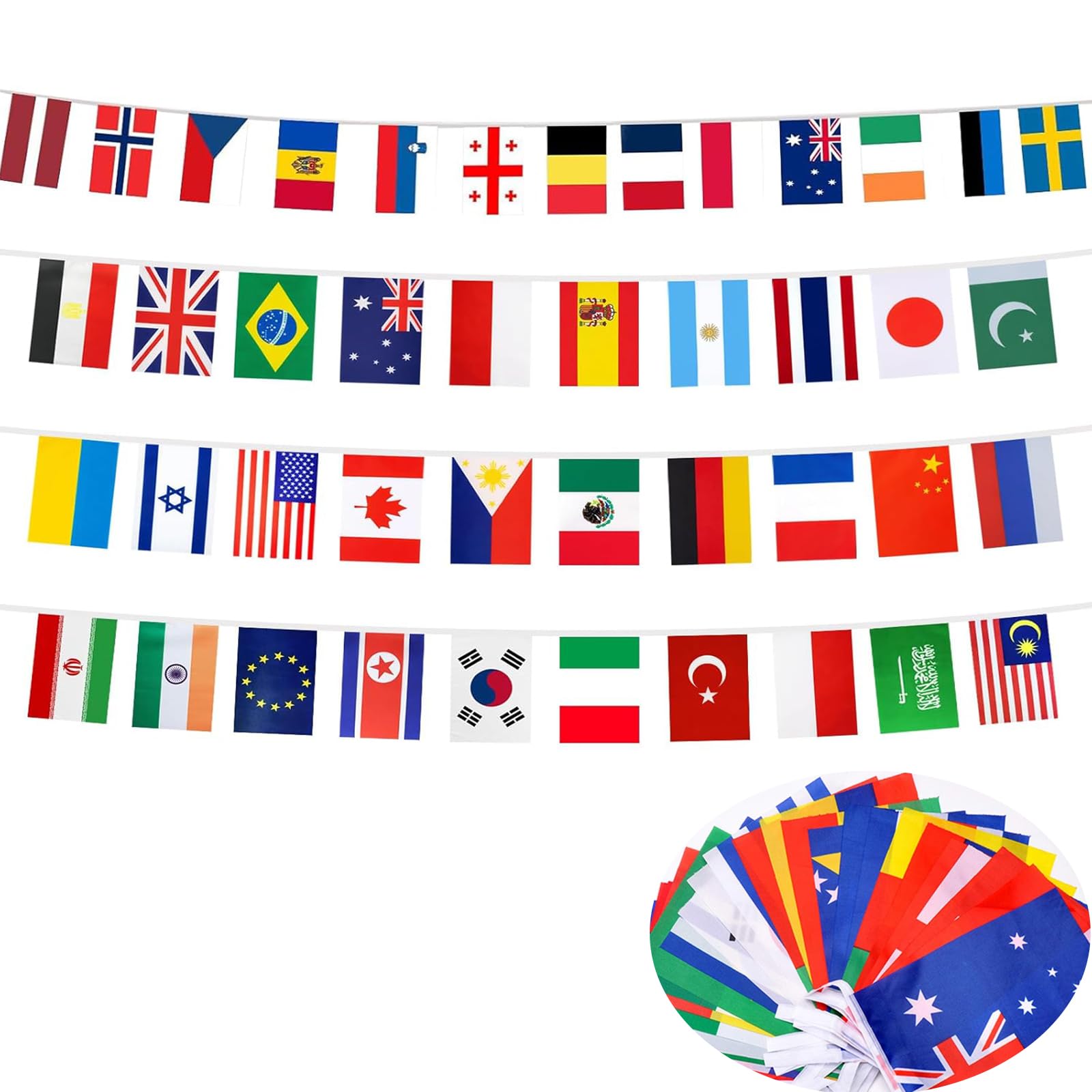 World Cup Football 2026 Bunting – 48 Teams Flags Double-Sided Fabric Banner, 15m Long World Cup Bunting Decorations for Football Party, Bar, Club, Garden, Street Decor (14 x 21 cm)
