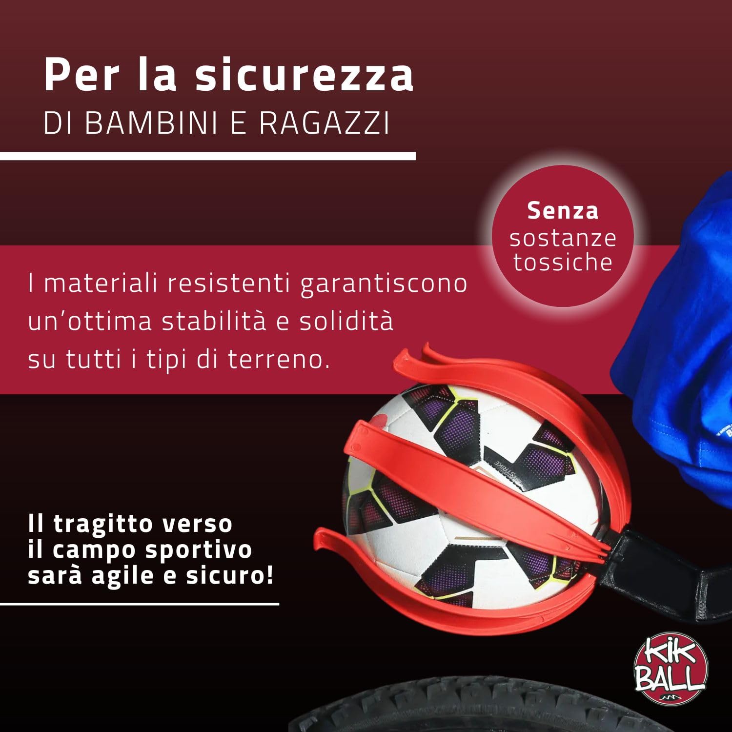 Porta Pallone da Bicicletta, Dispositivo per la Sicurezza di Bambini e Ragazzi, Supporto di Facile Applicazione, Adatto a Palloni da Calcio, Pallvolo, Basket e Rugby