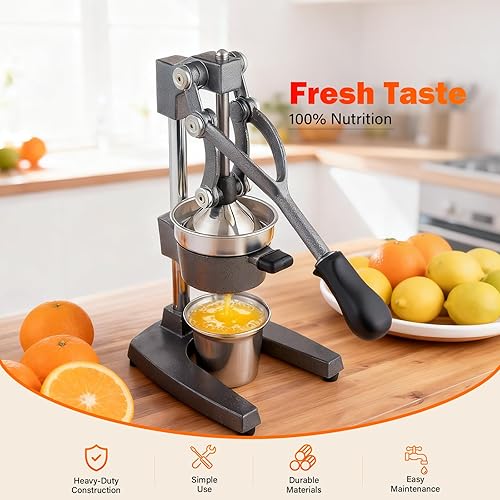 Miniatura 2 de Exprimidor manual de hierro fundido, exprimidor comercial de limón, exprimidor profesional de cítricos, ideal para extraer jugo de limones, naranjas