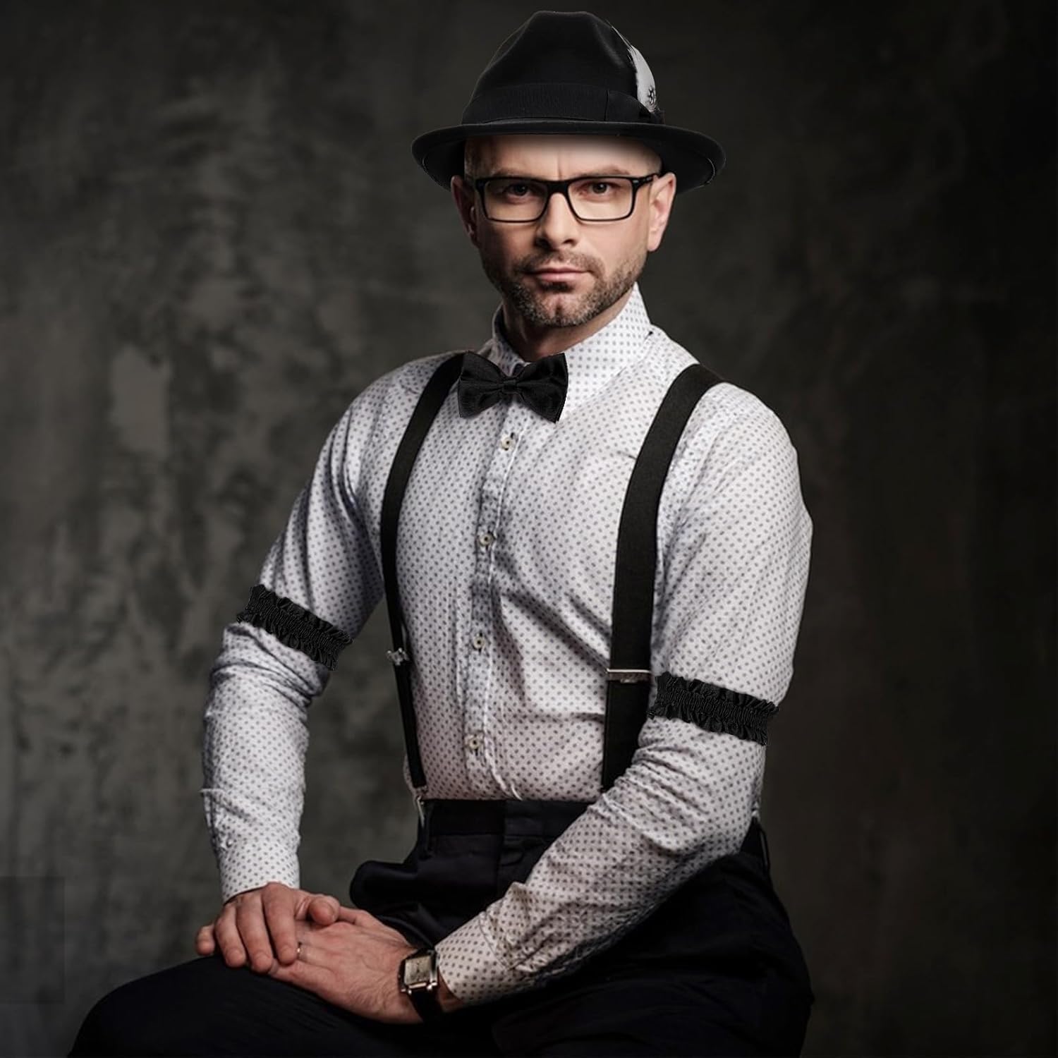 Ultrafun 1920s Mens Costume Retro Gatsby Gangster Accessories Set Fedora Hat Suspender Roaring 20s Costumes - Image 6