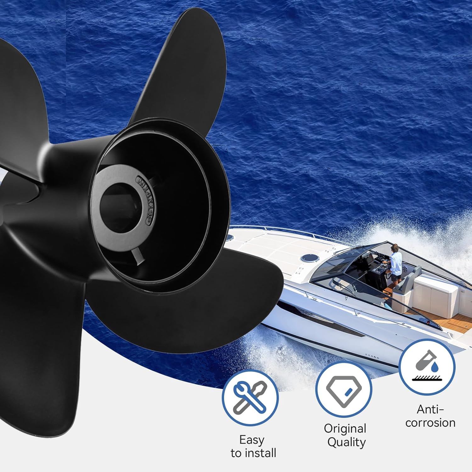 Upgrade OEM 14x21-4B Boat Propeller fit Mercruiser Alpha One &Mercury Outboard Motos 135-300 Hp,OEM Parts No.48-8M0084496 Hub Kits Included,15 Spline Tooth,RH,mercruiser 3.0 Propeller