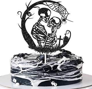 Halloween Wedding Cake Topper, Till Death Do Us Part/Till Death My Love, Gothic Skull Couples Bridal Shower Wedding Engagement Anniversary Party Decorations Supplies