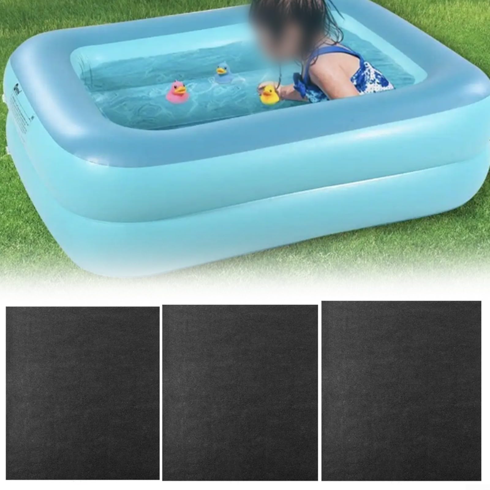 Esterilla protectora de suelo de fieltro para piscina, 3 x 2 m, color negro, resistente al desgarro y antideslizante, base de poliéster para piscina de suelo, impermeable para interior y exterior