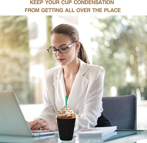 Miniatura 5 de Wirepo 2 fundas reutilizables para café helado para bebidas frías de 24 onzas, portavasos de neopreno aislado con asa para vasos de 30 a 32 onzas,