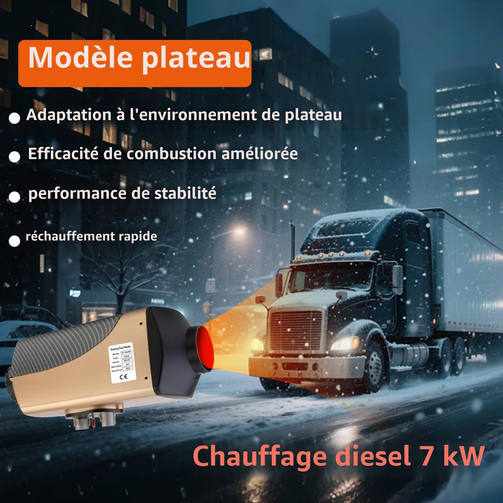 chauffage diesel 7kW 24V, chauffage gasoil, avec écran LCD et thermostat automatique, chauffage diesel, chauffage van aménagé, chauffage camping car 24v pour camions, camping-cars, bateaux