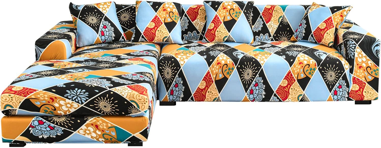 Mingfuxin LShaped Sofa Slipcovers, 2PCS Jacquard Polyester Fabric