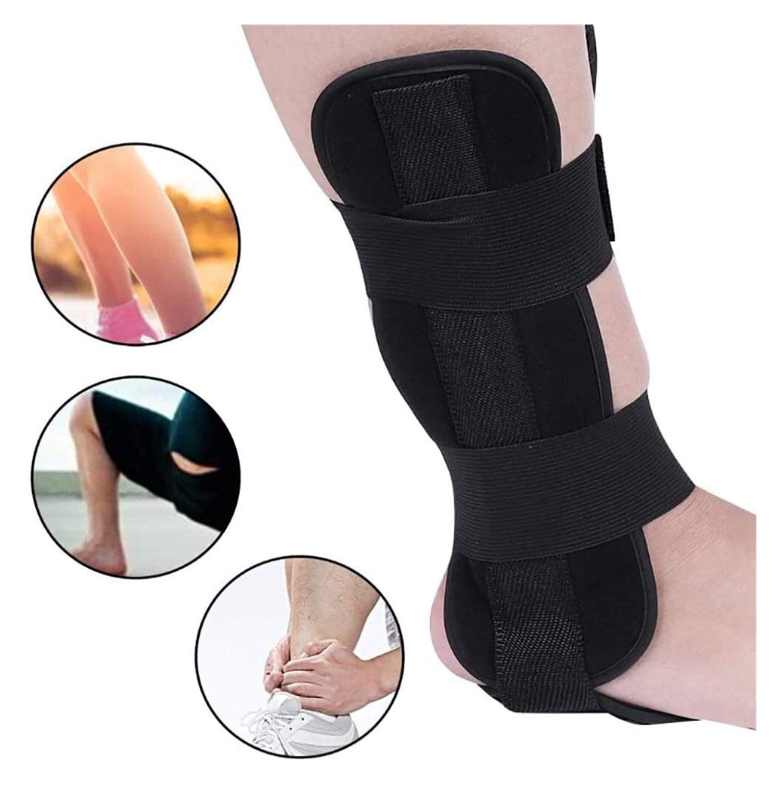 Órtesis ajustable para pie caído, vendaje para tobillo, alivio del dolor de fascitis plantar, varillas estabilizadoras, férula nocturna ortopédica para el tratamiento de la fascitis plantar (Negro L