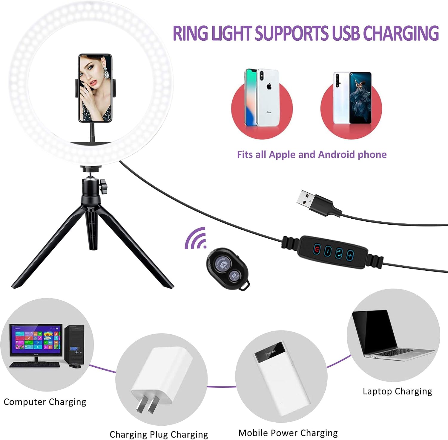 Buy 2 get 3 GSBLUNIE 10'' LED Ring Light,Selfie Ring Light with Tripod Stand &  Phone Holder,3 Light Modes,11 Brightness Level,Led Camera Ringlight for Makeup,Live Stream,YouTube Video,Photography