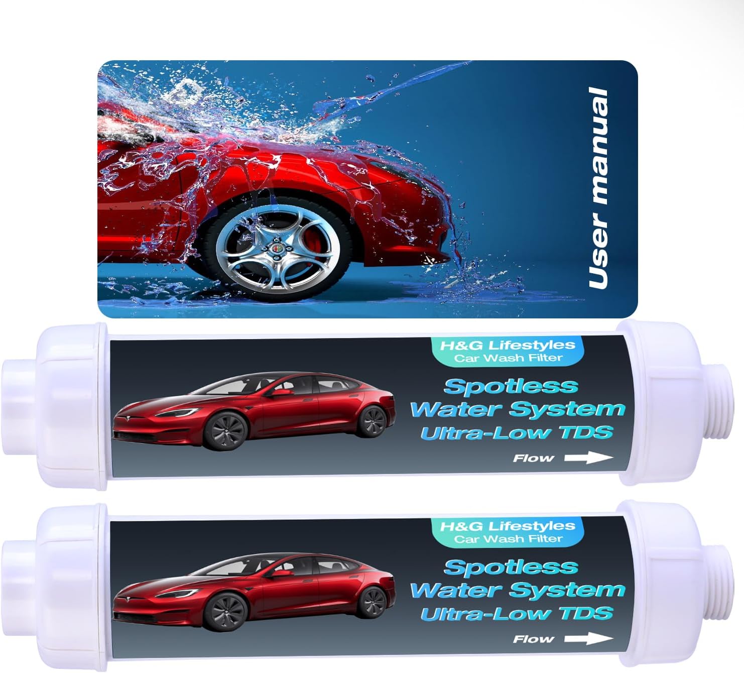 H&G lifestyles Water Deionizer for Car Washing Ultra-Low TDS Spotless Water System in-line Deionized Water Spot Free Water Spot Filter DI-Water System for Car Detailing 50 Gallons (2 Packs)