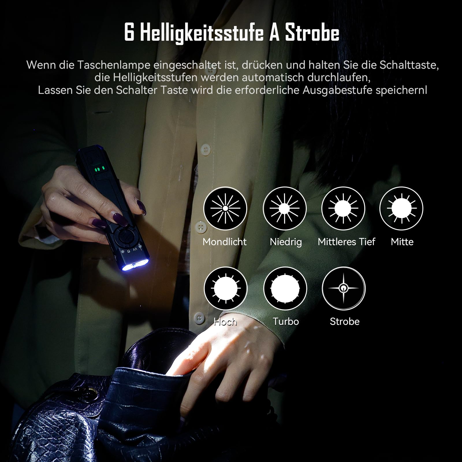 IMALENT GR35 led Taschenlampe mit UV Licht und rotem Licht，2800 Lumen，robuster flache Taschenlampe mit rotem Licht，Magnetischer oder USB-C Anschluss für Outdoor,IP68 Wasserdicht(mit Ladebox)