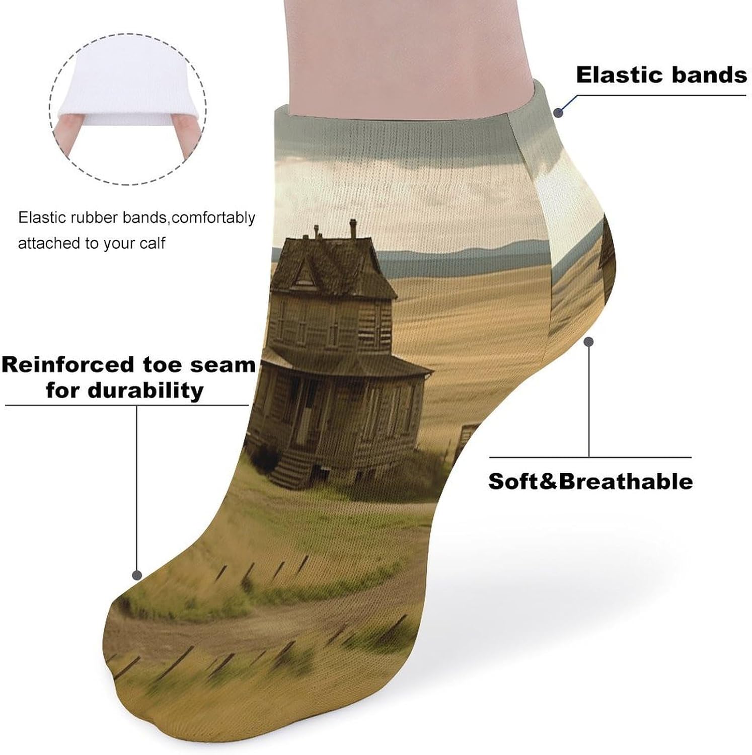 Socks for Men Women 5 Pairs Short Ankle Socks | House on The Prairie Low Cut Casual Crew Sock Cute Breathable Athletic Socks Non Slip No Show Sock