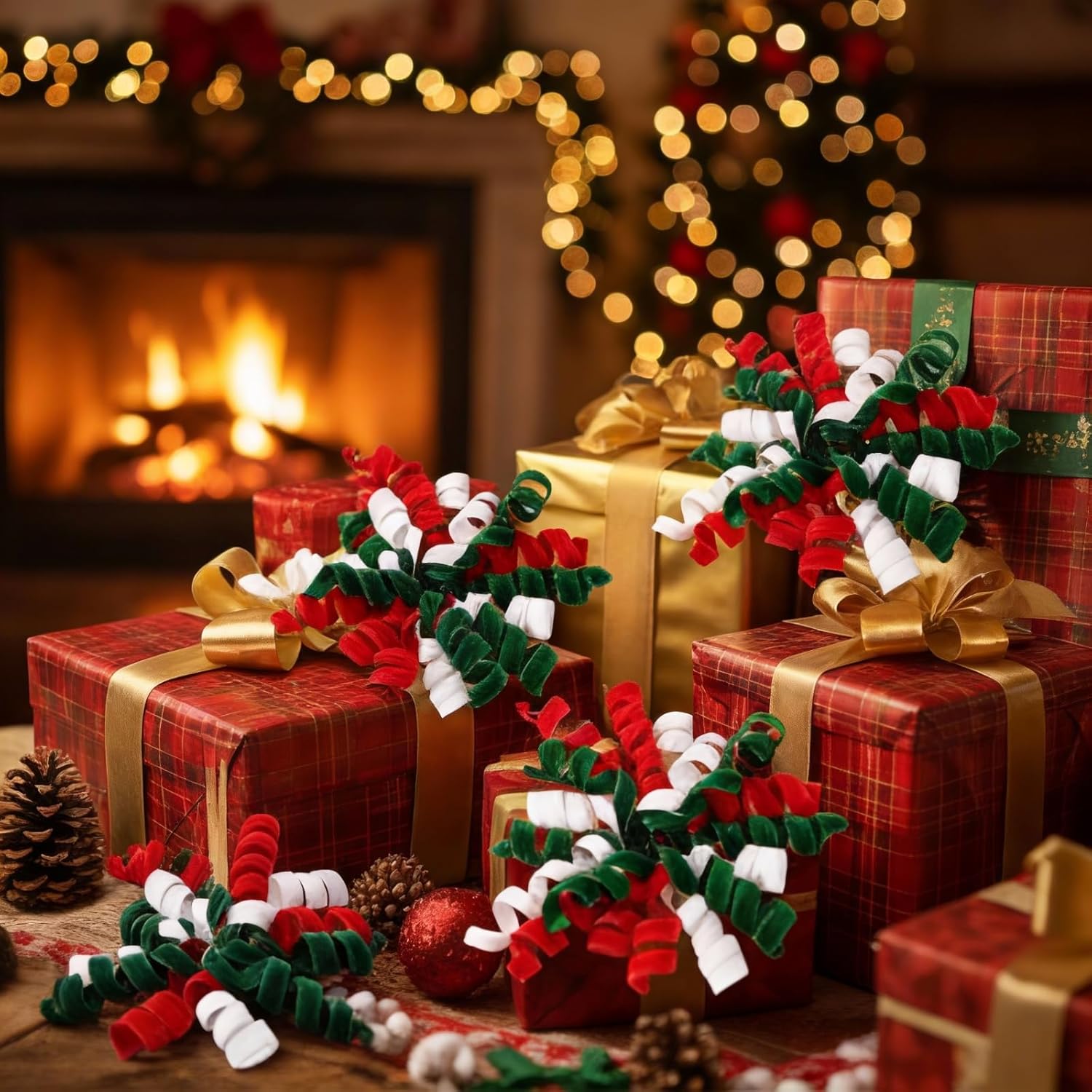 12 Pcs Christmas Curly Bows for Gift Wrapping 6 Inch Red Green and White Velvet Self Adhesive Gift Bows for Presents DIY Crafts Christmas Bridal Shower Wedding Party Favors Decorations - Image 5