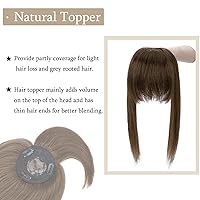 Vista 3 de MY-LADY Base monofónica natural con flequillo, castaño medio, cabello humano 100% real, clip, recto, parte media, 18 pulgadas #4