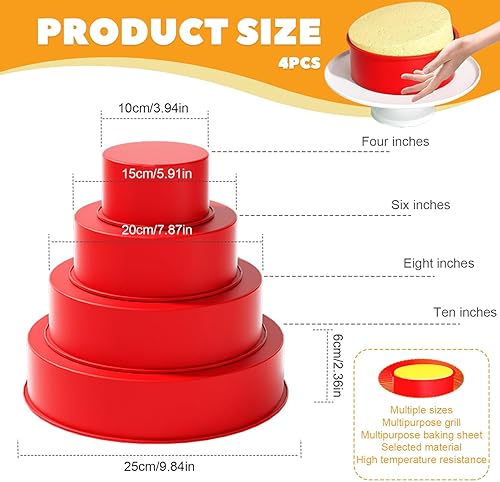 Miniatura 5 de 4 moldes redondos de silicona para tartas de 4, 6, 8, 10 pulgadas, antiadherentes, resistentes al fríocalor, moldes para hornear fáciles de limpiar,