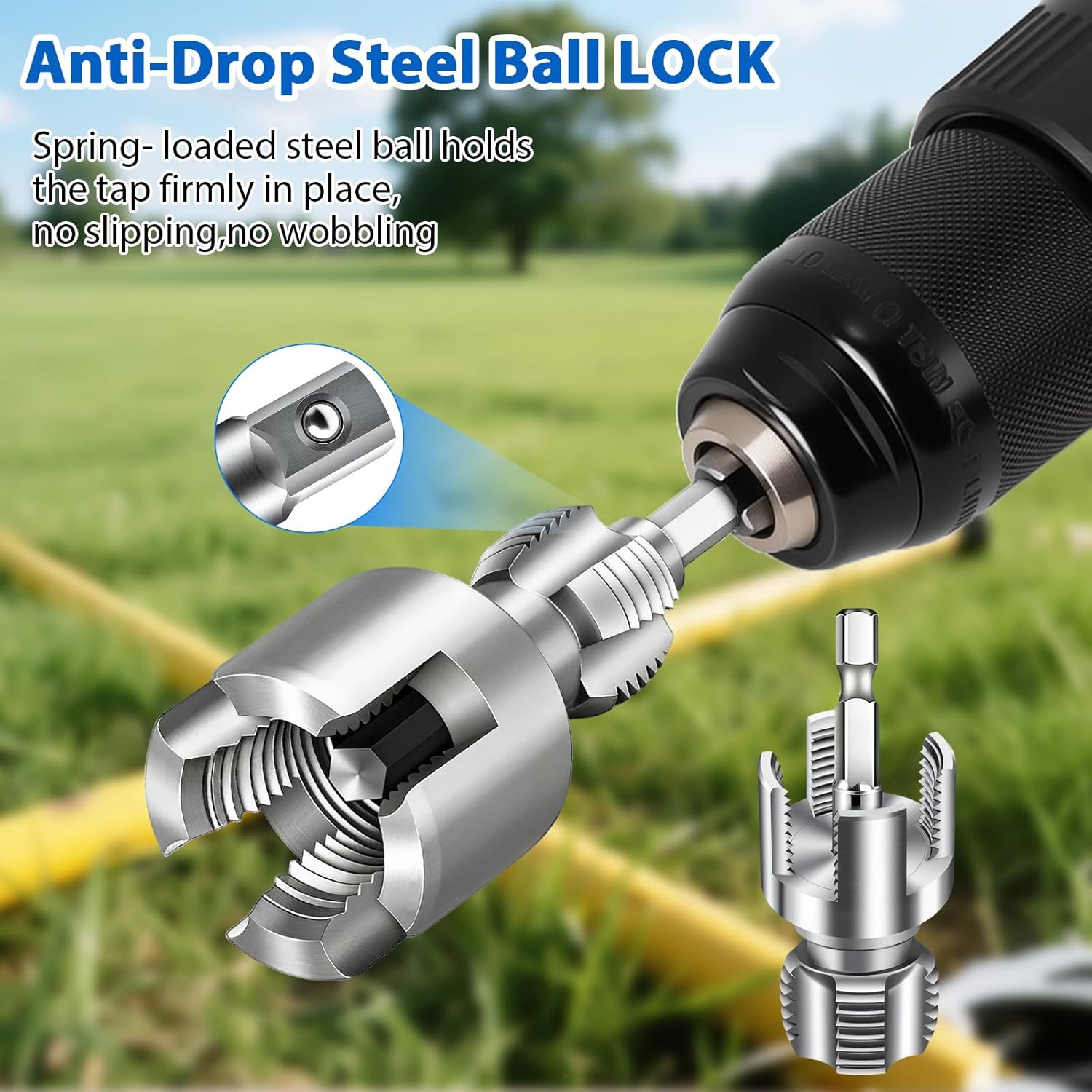 3PCS PVC Pipe Threader Tool Kit-1/2" 3/4" 1" Dual-Function Integrated Internal & External Pipe Threading Tool for Water Pipe,Drill Compatible Threading Tool for Pipe Projects and Home Repairs