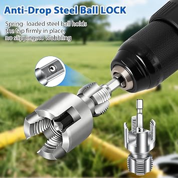 3PCS PVC Pipe Threader Tool Kit-1/2 3/4 1 Dual-Function Integrated Internal & External Pipe Threading Tool for Water Pipe,Drill Compatible Threading Tool for Pipe Projects and Home Repairs