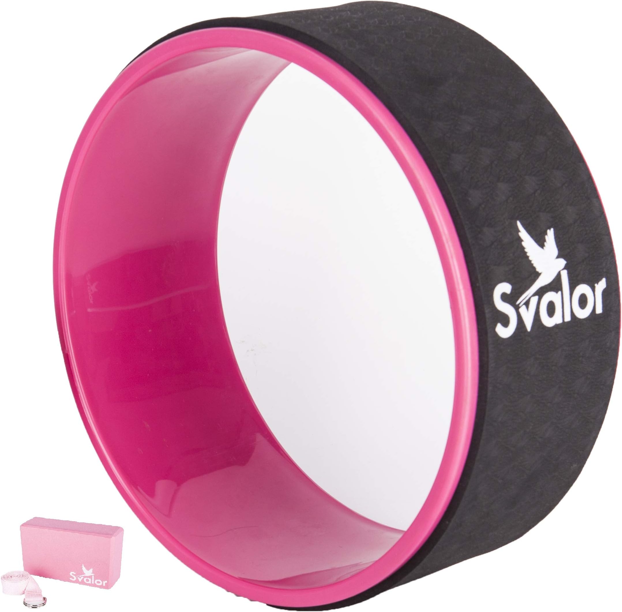 Yoga Wheel for Stretching Set with Strap and Block - Comfortable Spine Roller Wheel - Back Stretcher Ring for Pain Relief - Dharma Yoga Stretch Circle - Essential Yoga Accessories Equipment