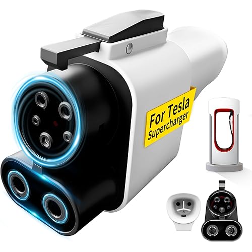 NACS to CCS1 Adapter for Tesla Supercharger: 500A 1000V Plug & Play DC Fast Charging for Rivian R1T/R1S & Ford Mach-E/Lightning - ETL Listed J3400, 55°C Thermal Protection (White)