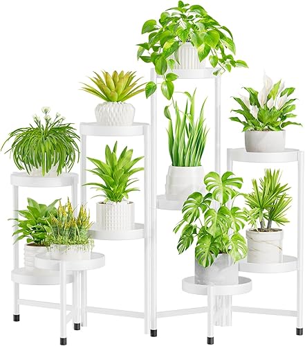 Miniatura 12 de iDavosic.ly Soporte para plantas de 10 niveles para interiores y exteriores de fácil armado, estantería plegable alta de metal para exhibición de 5