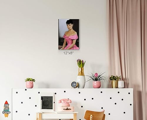 Miniatura 2 de Audrey Hepburn - Arte de pared en lienzo con bonito vestido rosa, lienzo impreso para decoración de pared, arte de pared, decoración de dormitorio,