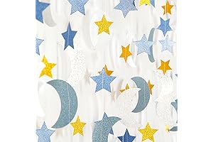Blue-Gold Silver Party-Decorations Moon-Star Garland