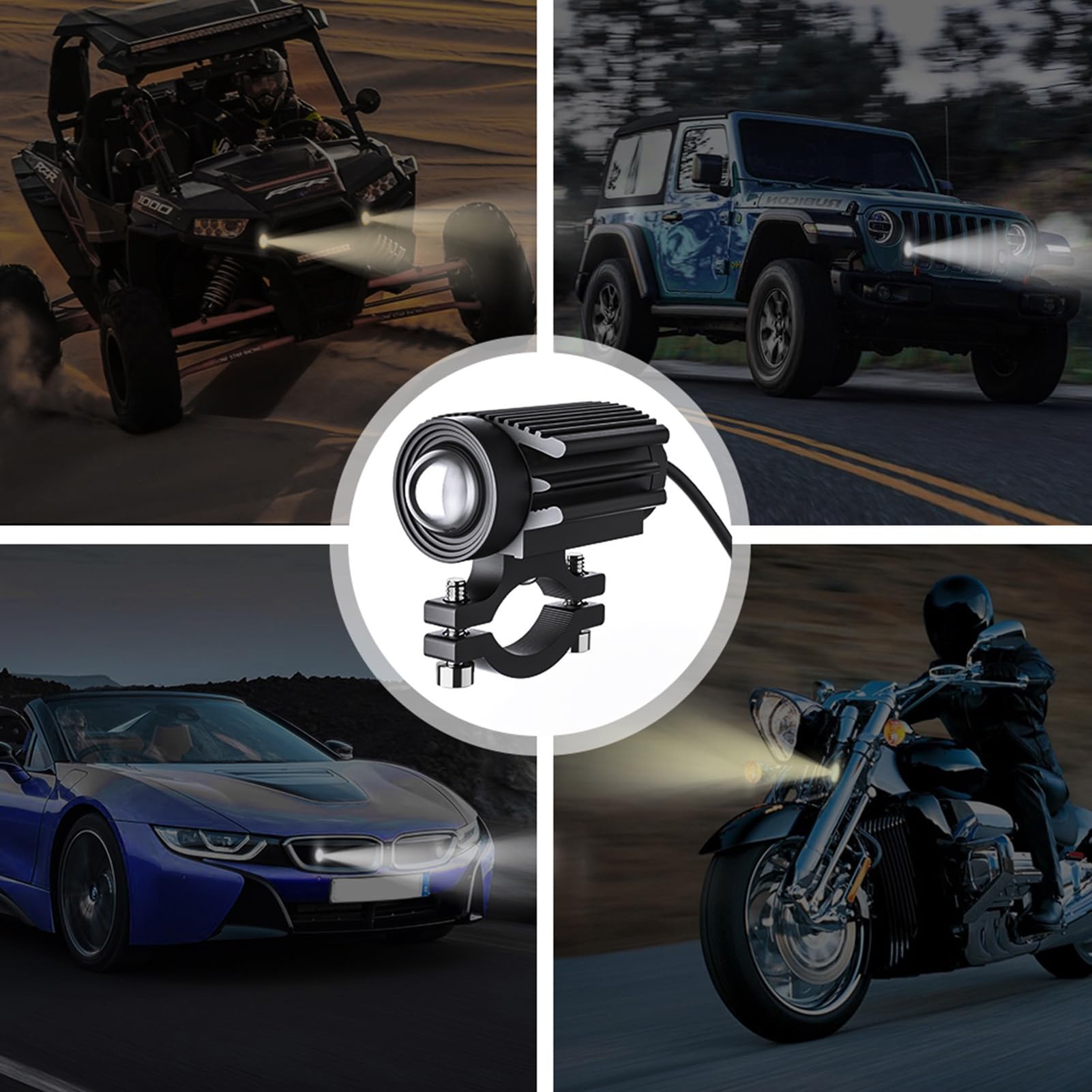 Faros adicionales con LED para moto proyector de alta luminosidad 6000 lm y camión todoterreno 7