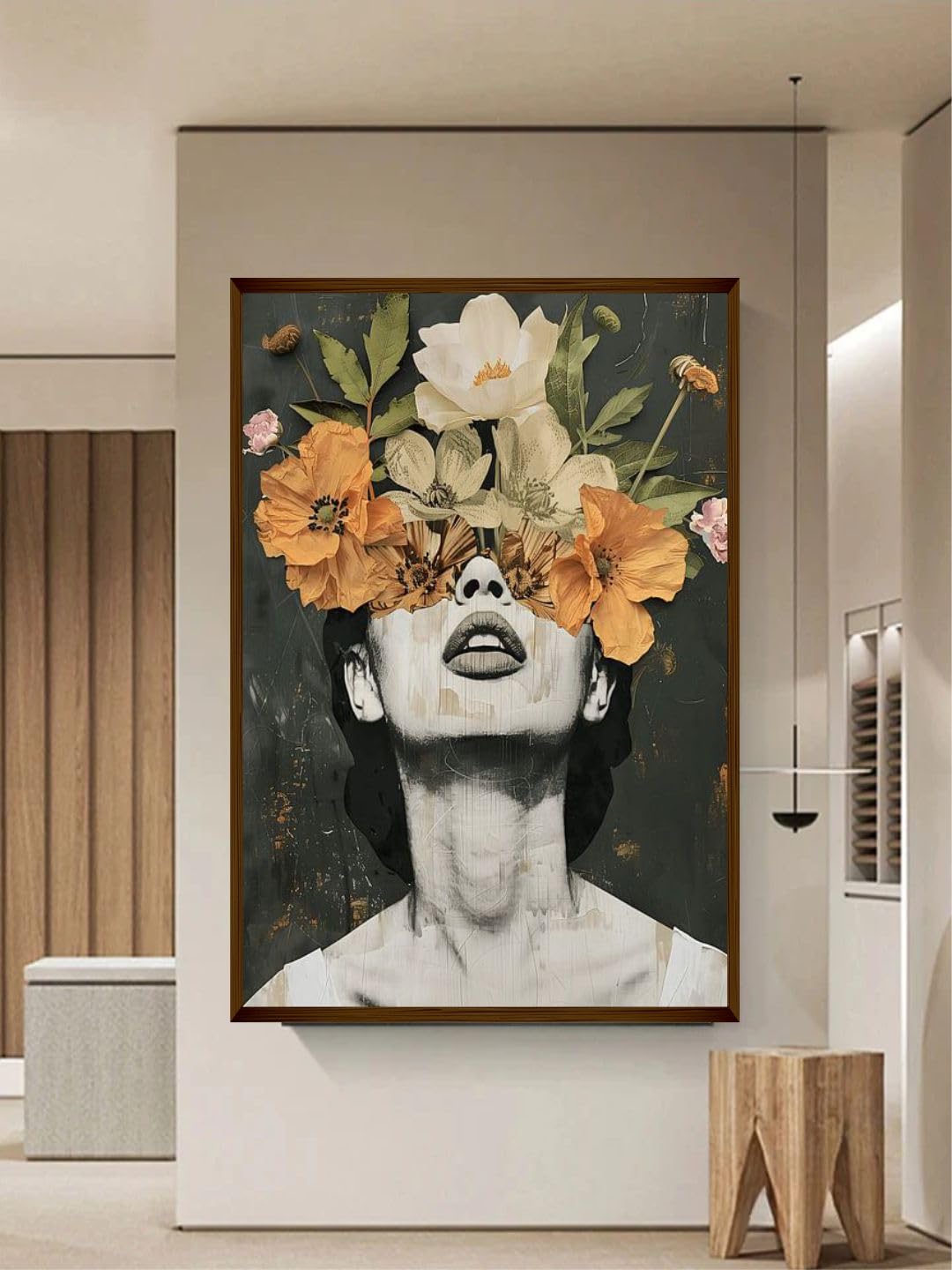 Artsense premium women with flower canvas Painting For Wall Decoration Abstract Wall art For Living Room Big Size Painting With Frame-Multicolor -20X30 Inches/(50X71Cm) (women flower)-image-8