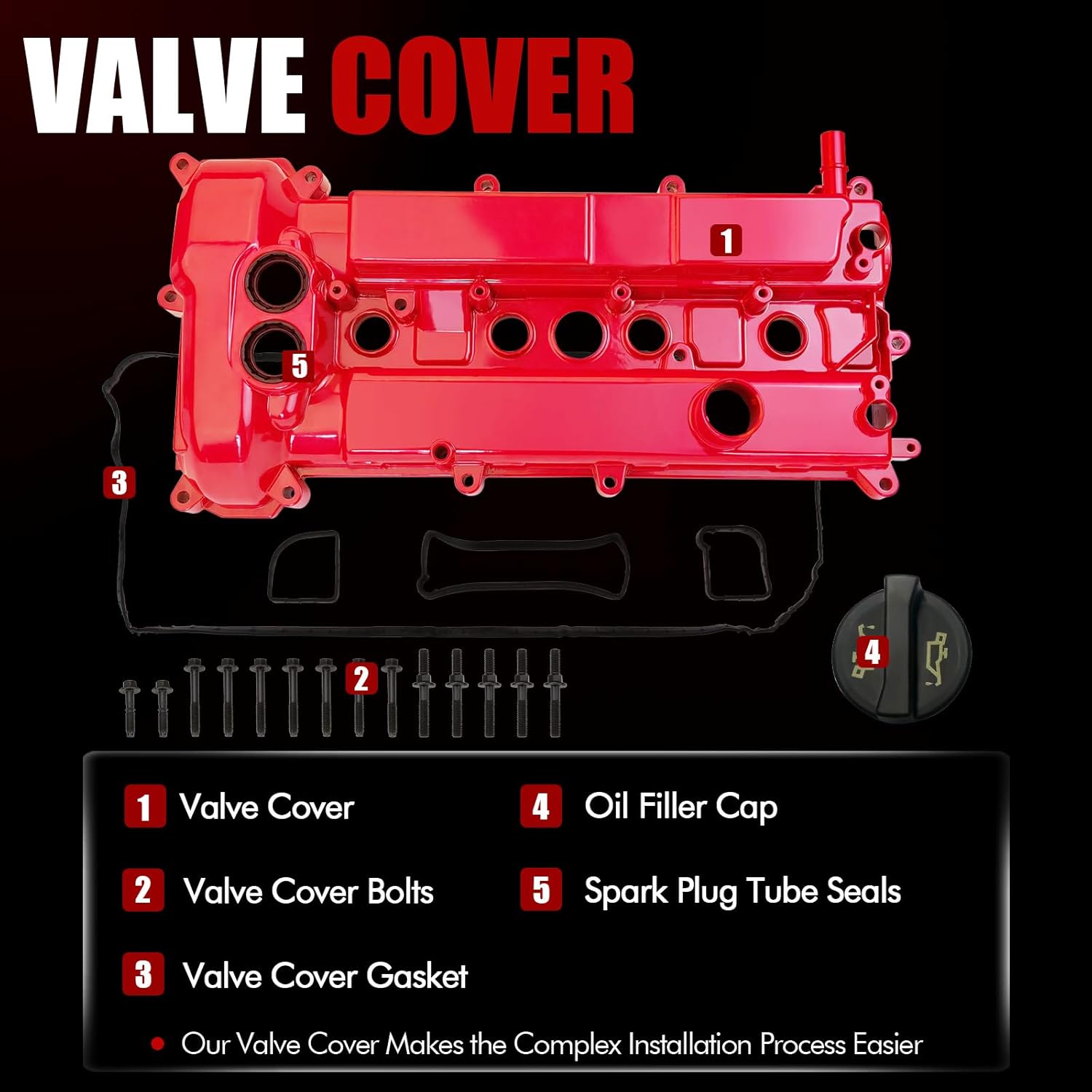 MITZONE Aluminum Valve Cover Compatible with Ford Focus EcoSport S SE SEL Titanium 2.0L L4 Gas Flex 2014-2022