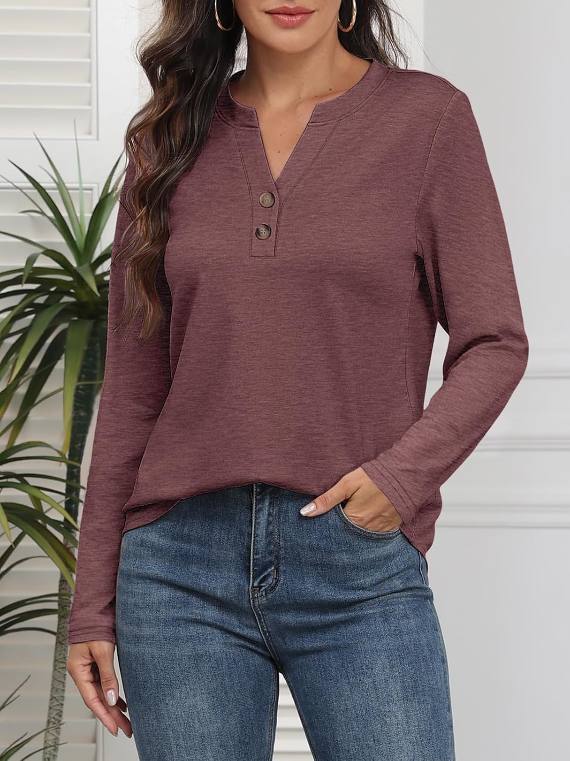 ATHMILE Long Sleeve Shirts for Women 2026 Fall Outfits Henley Dressy Casual Tops Trendy Blouses Cute T-Shirts Fashion Clothes - Image 2