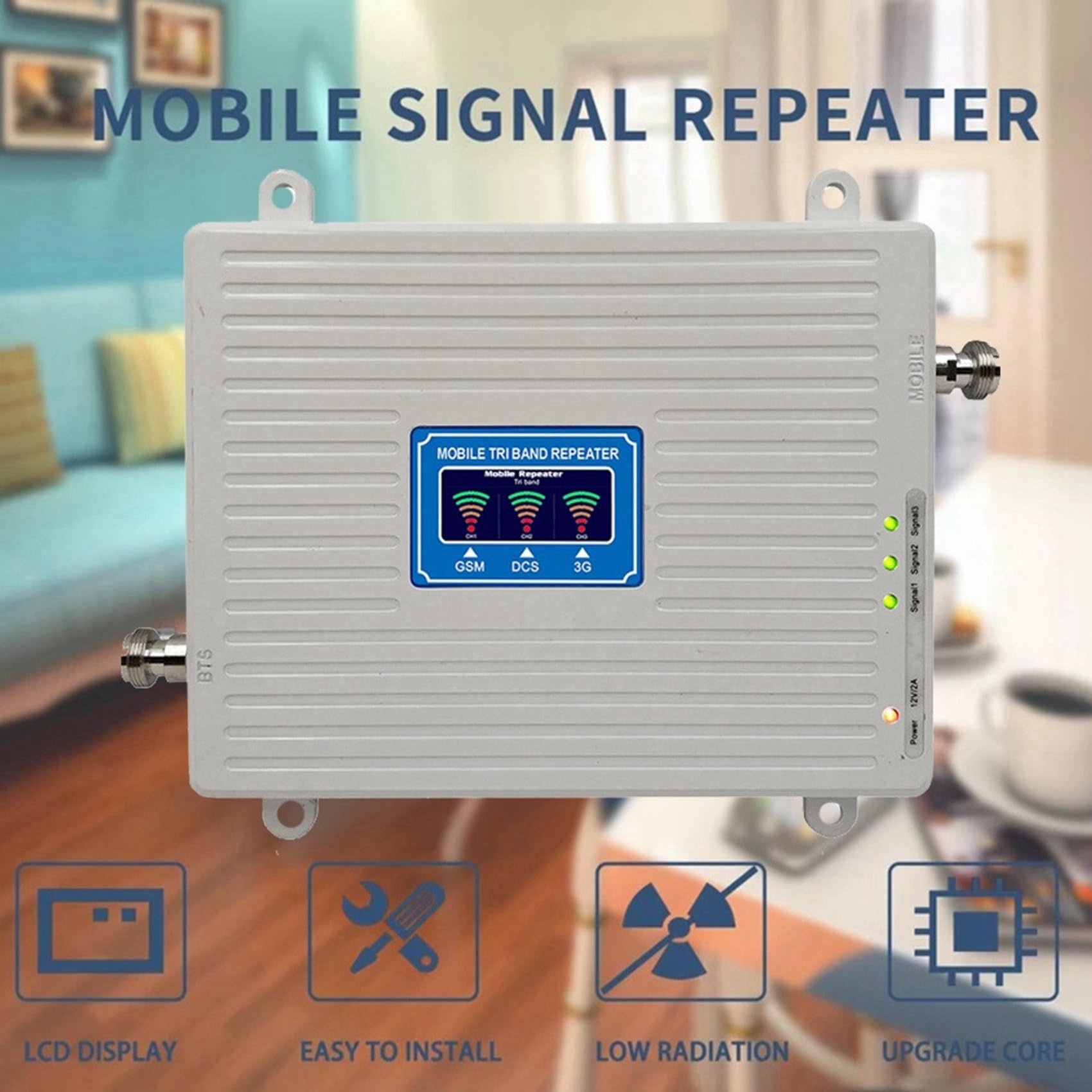 2X Amplificateur de Signal Tri-Bande 2G 3G 4G 5G 900 1800 2100 MHz GSM WCDMA LTE Répéteur de Signal Universel Prise UE