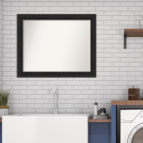 Miniatura 9 de Amanti Art Espejo personalizado, espejo de baño estrecho negro naufragio, espejo de pared o espejo de tocador de baño sobre el fregadero (29 x 32