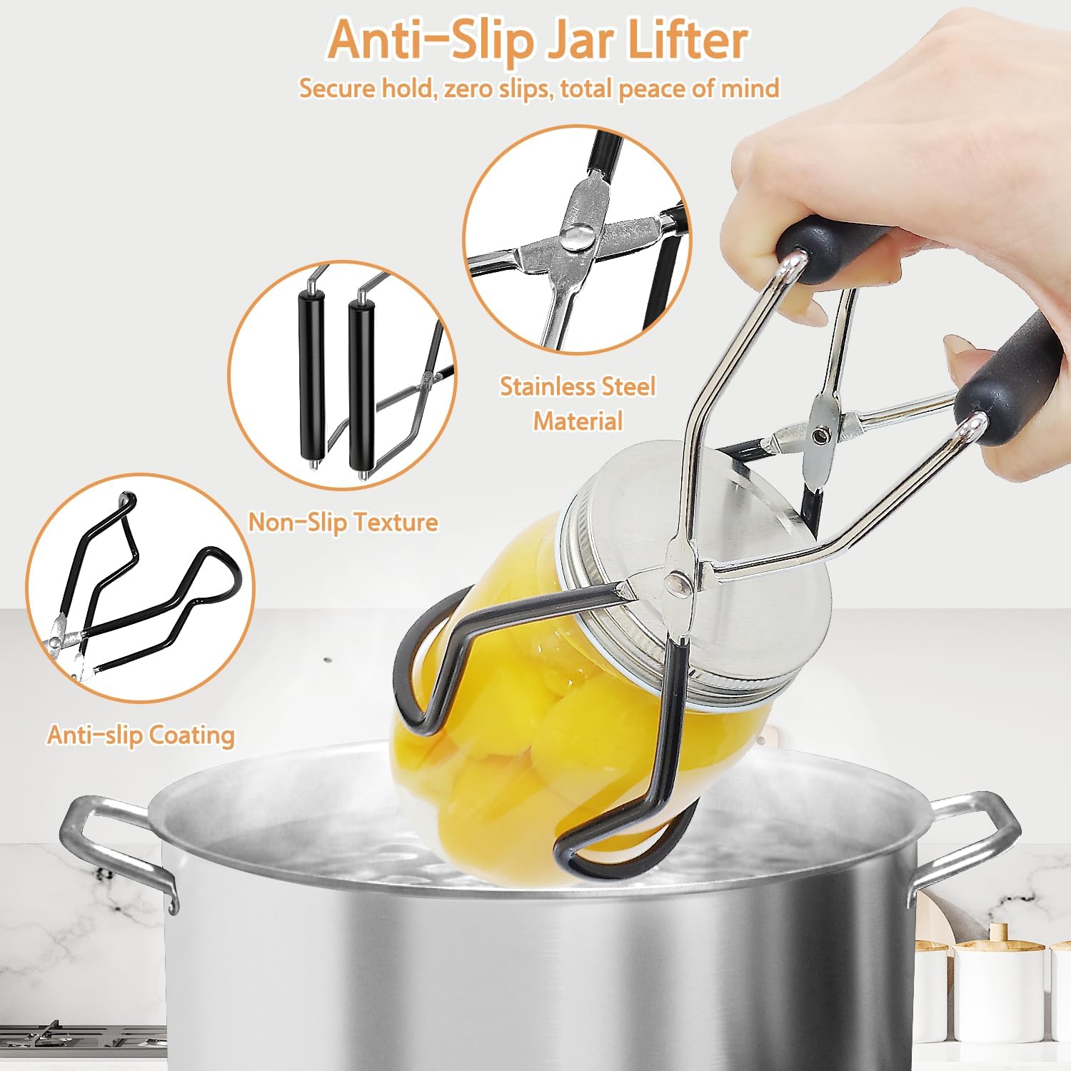 Canning Supplies Starter Kit: Food-Grade Stainless Steel Canning Set Tools - 13-Piece Essential for Beginners for Canning Kit Home Black