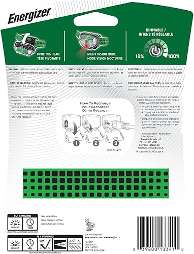 Miniatura 8 de Energizer PRO-400 Headlamp Rechargeable, IPX4 Water Resistant Rechargeable Headlamp, Ultra Bright Multiple Light Modes Head Lamp, Camping, Running,