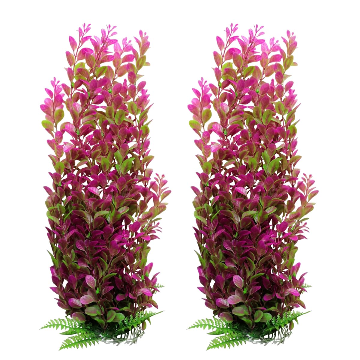 unootel Pack of 2 Tall Plastic Aquarium Plants Large Fake Fish Tank Plants Artificial Pond Plants Large Aquarium Decor (Pink Leaves 4873 Pink)