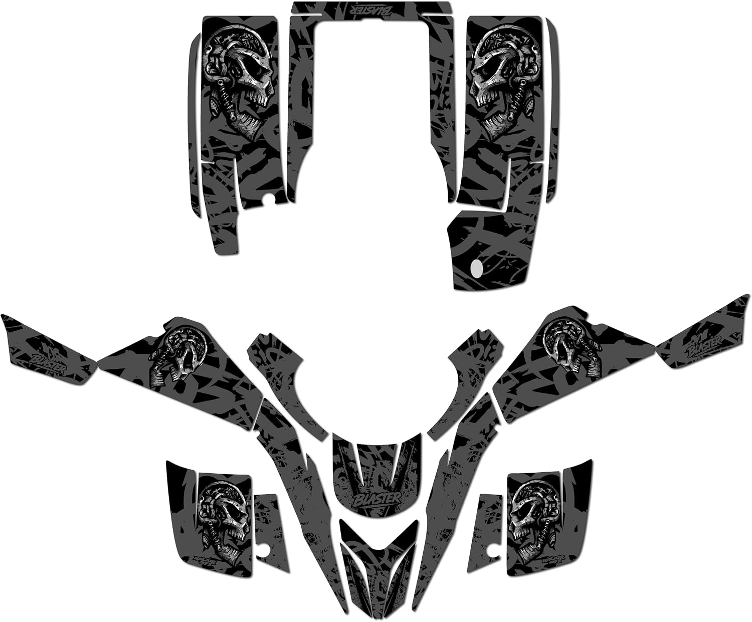 Graphics Kit for Yamaha BLASTER YFS200 (1988-2006) Revolt Series Blue 16 Mil - ATV UTV Custom Racing Graphics Stickers Decals Kit, no-plastics