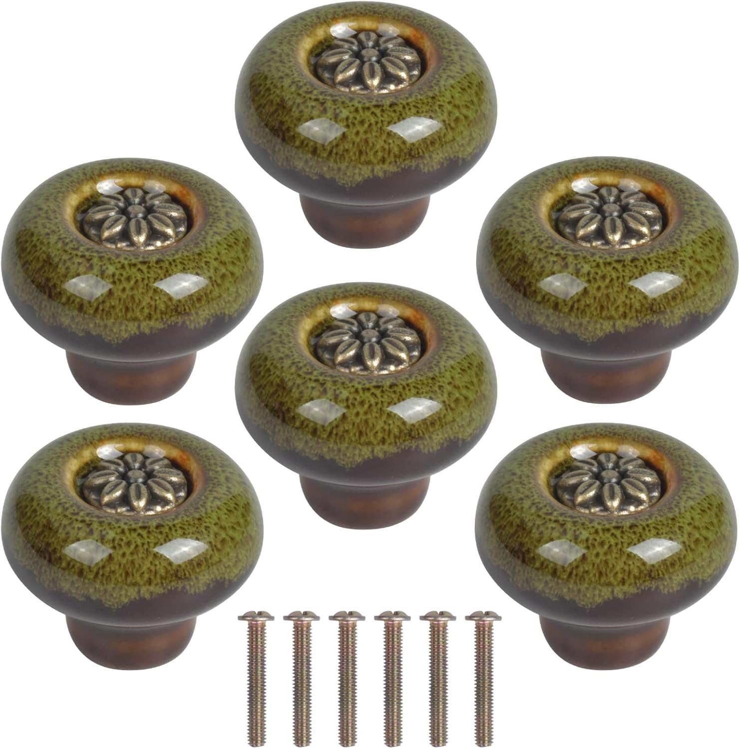 6 Pack Kitchen Cupboard Handles Vintage Round Pull Handles,