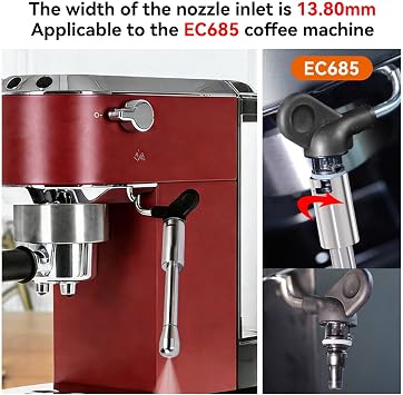 Coffee Machine Steam Spout Nozzle, Stainless Steel Steam Wand with Nozzle Tip Coffee Maker Steaming Spout Tip Reusable Coffee Maker Tube Nozzle Tip Spout for EC685 Espresso Machine