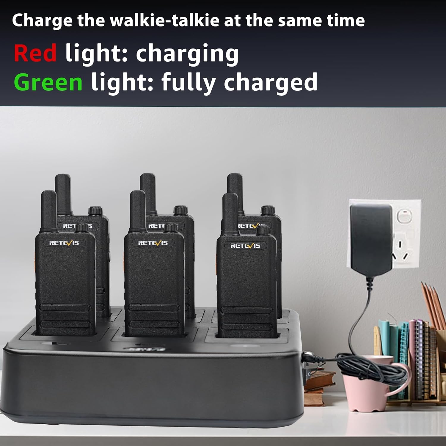 Retevis RT22P Walkie Talkies for Adults, New Version of RT22, Portable 2 Way Radio with Earpiece, 1620mAh, USB-C, Rechargeable Portable Frs Two-way Radios, for Business Church School Warehouse(6 Pack)