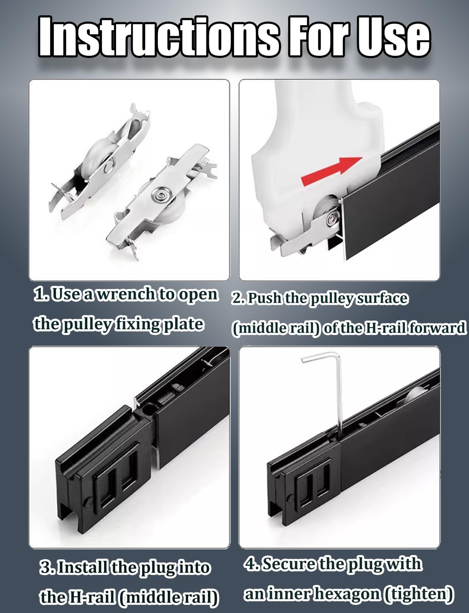 Zestaw prowadnic do drzwi przesuwnych ze stopu aluminium i szkła | Czarny 180 cm x 0,8 cm dla paneli 5/8 mm Witryna i garderoba: Szyna z rolkami