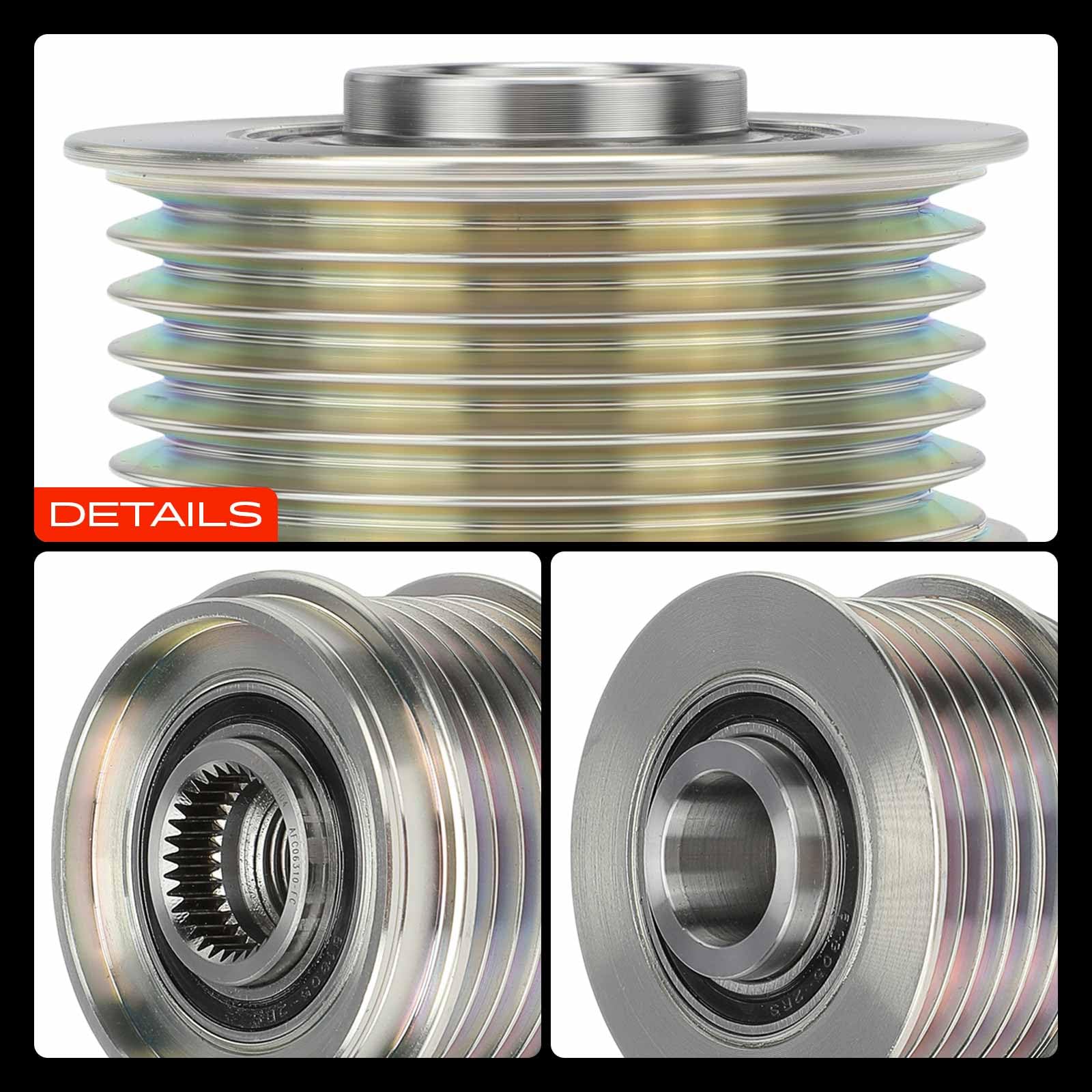 Frankberg Puleggia a Ruota Libera Puleggia del generatore Con 6 Scanalature Compatibile con Corsa C X01 1.0L-1.4L Serie 3 Cabriolet E93 325d 330d 3.0L Replace# 535006310