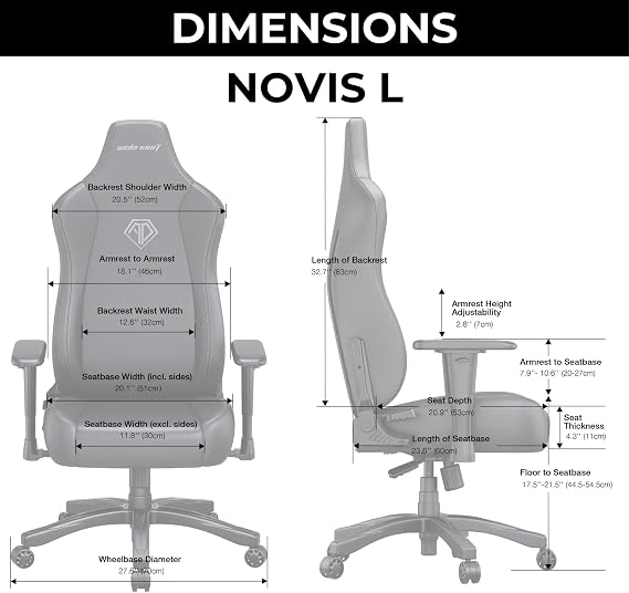 Anda Seat Novis Gaming Chair for Adults - Large Reclining Video Game Chairs, Linen Fabric Ergonomic Office Chair, Heavy Duty Back Lumbar Support - Gray Fabric Computer Chairs for Home & Work