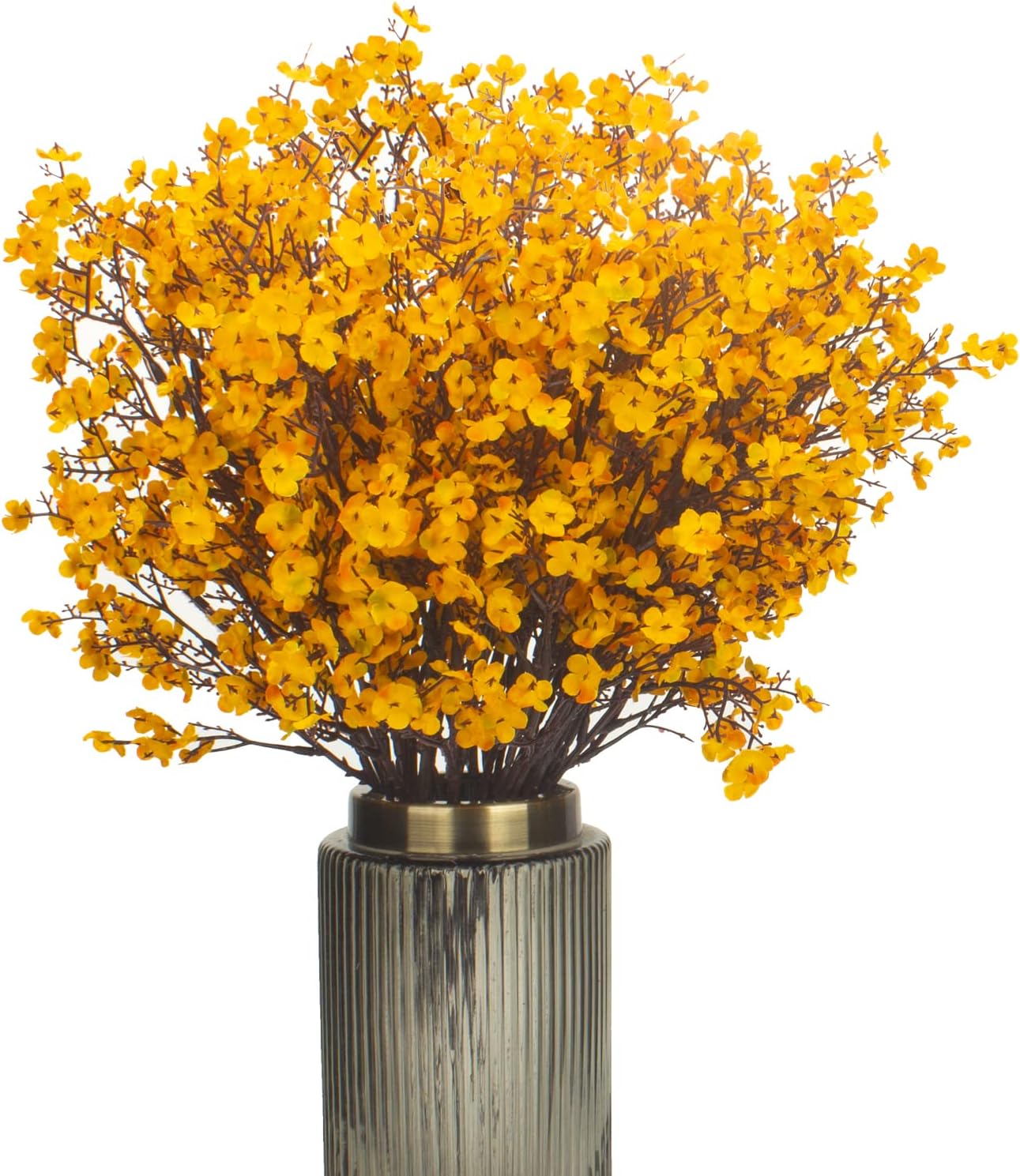 AITISOR 10 Bundle Artificial Babys Breath Flowers Fake Gypsophila Bouquet Faux Silk Floral for Flower Arrangements Kitchen Wedding Home Decor (Orange)