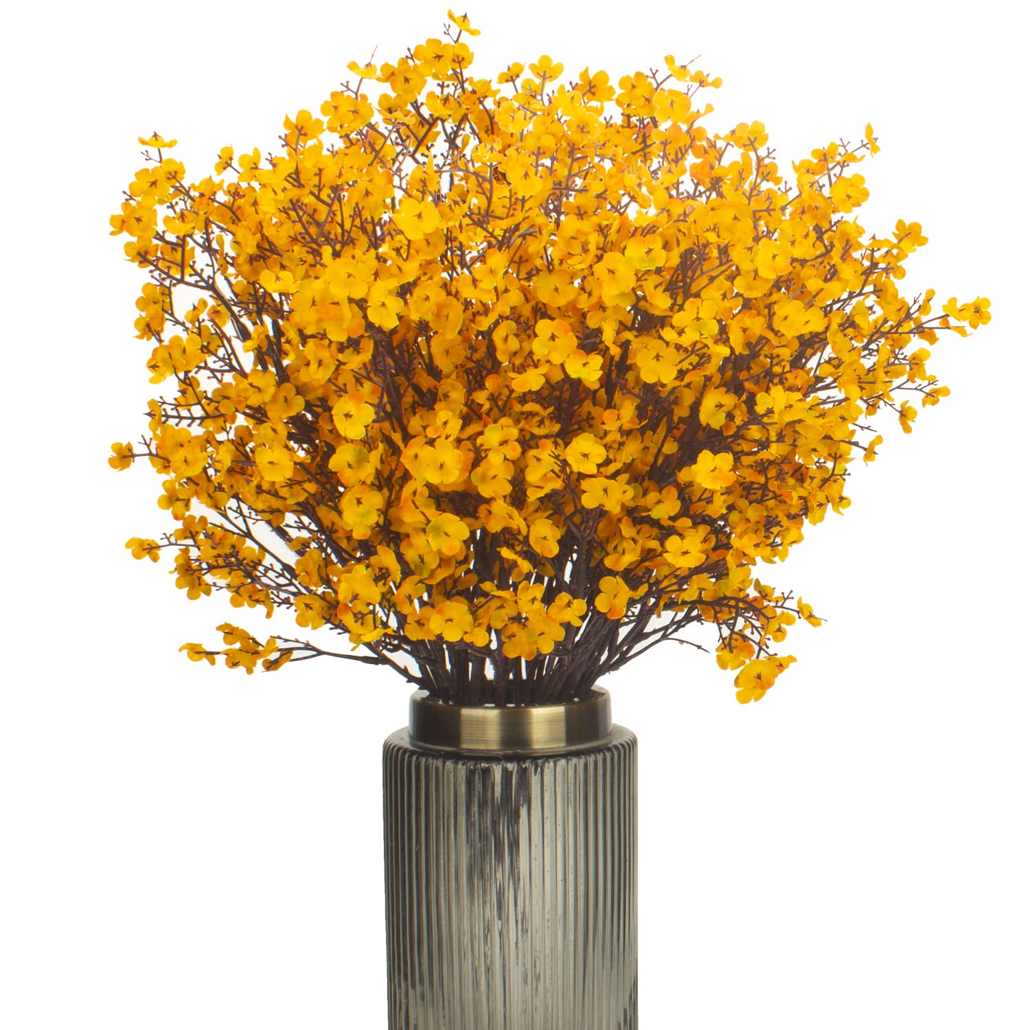 AITISOR 10 Bundle Artificial Babys Breath Flowers Fake Gypsophila Bouquet Faux Silk Floral for Flower Arrangements Kitchen Wedding Home Decor (Orange)