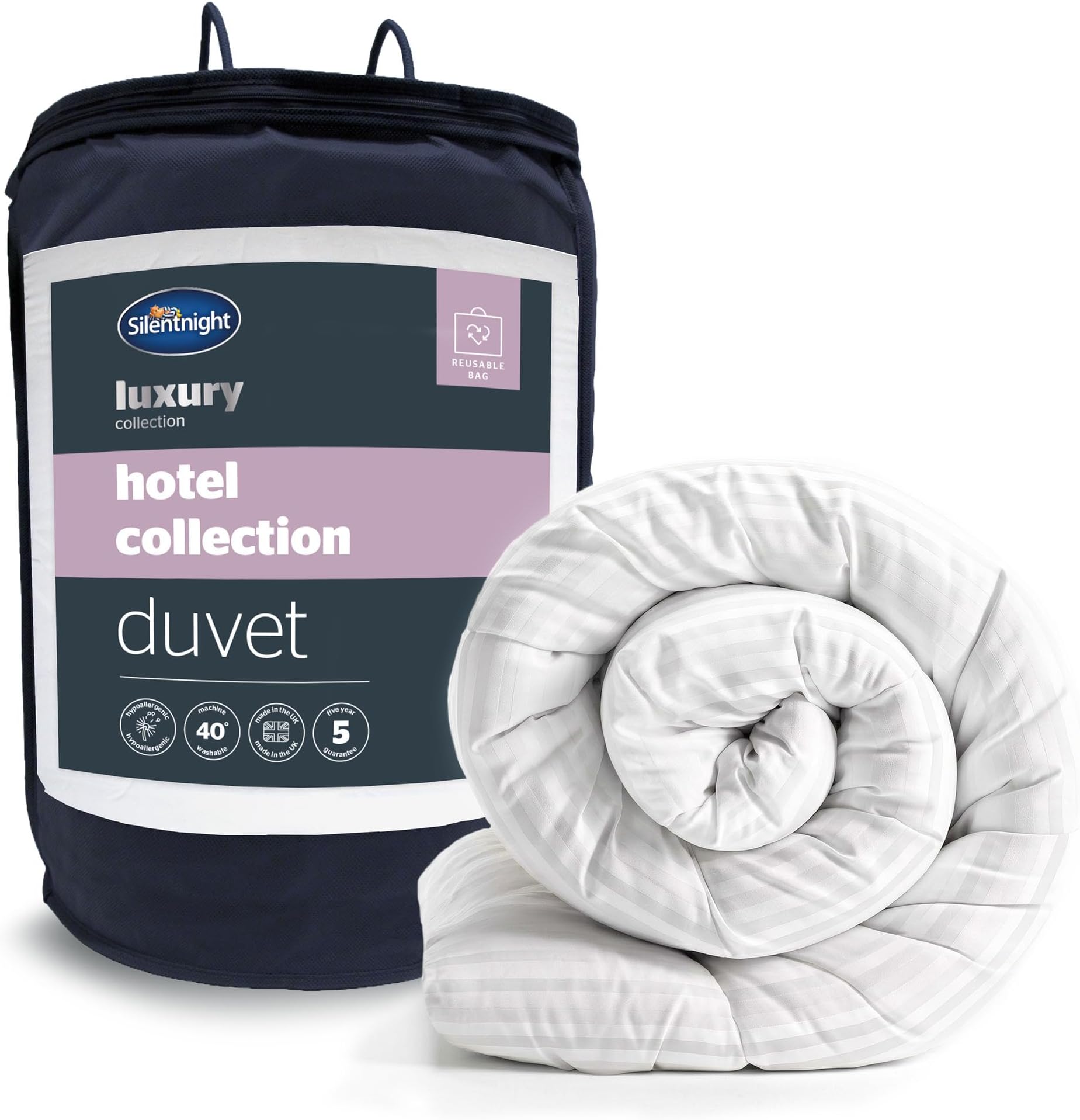 Silentnight Hotel Collection King Size Duvet - 13.5 Tog Luxuriously Soft Winter Quilt Duvet Thick, Warm and Cosy - King Size, White