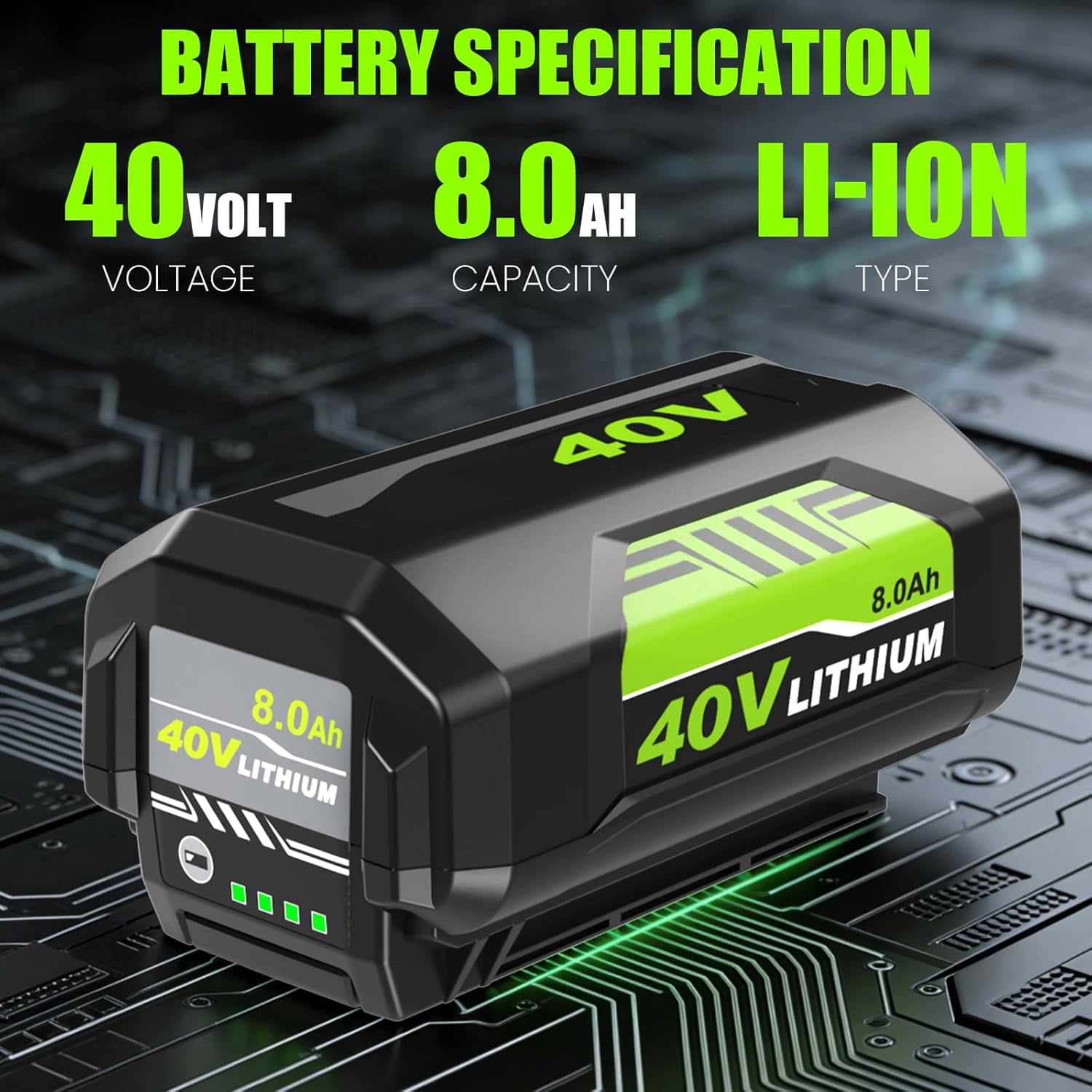 8000mAh High Capacity OP4026 Replacement for Ryobi 40V Battery 8.0Ah Compatible with Ryobi 40 Volt Battery Lithium OP40602 OP40601 OP4040 OP4030 Cordless Tools