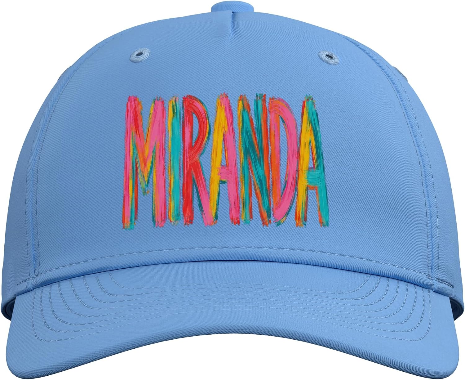 Miranda First Name Colorful Brushstroke Letters Adjustable Baseball Hat image 2