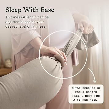 bbhugme Adjustable Pregnancy Pillow – Full Body Support for Side Sleeping - Adjustable Firmness and Shape - Supports Back, Legs, Belly, Hips for Pregnant Women - Removable Cover - Seashell Beige